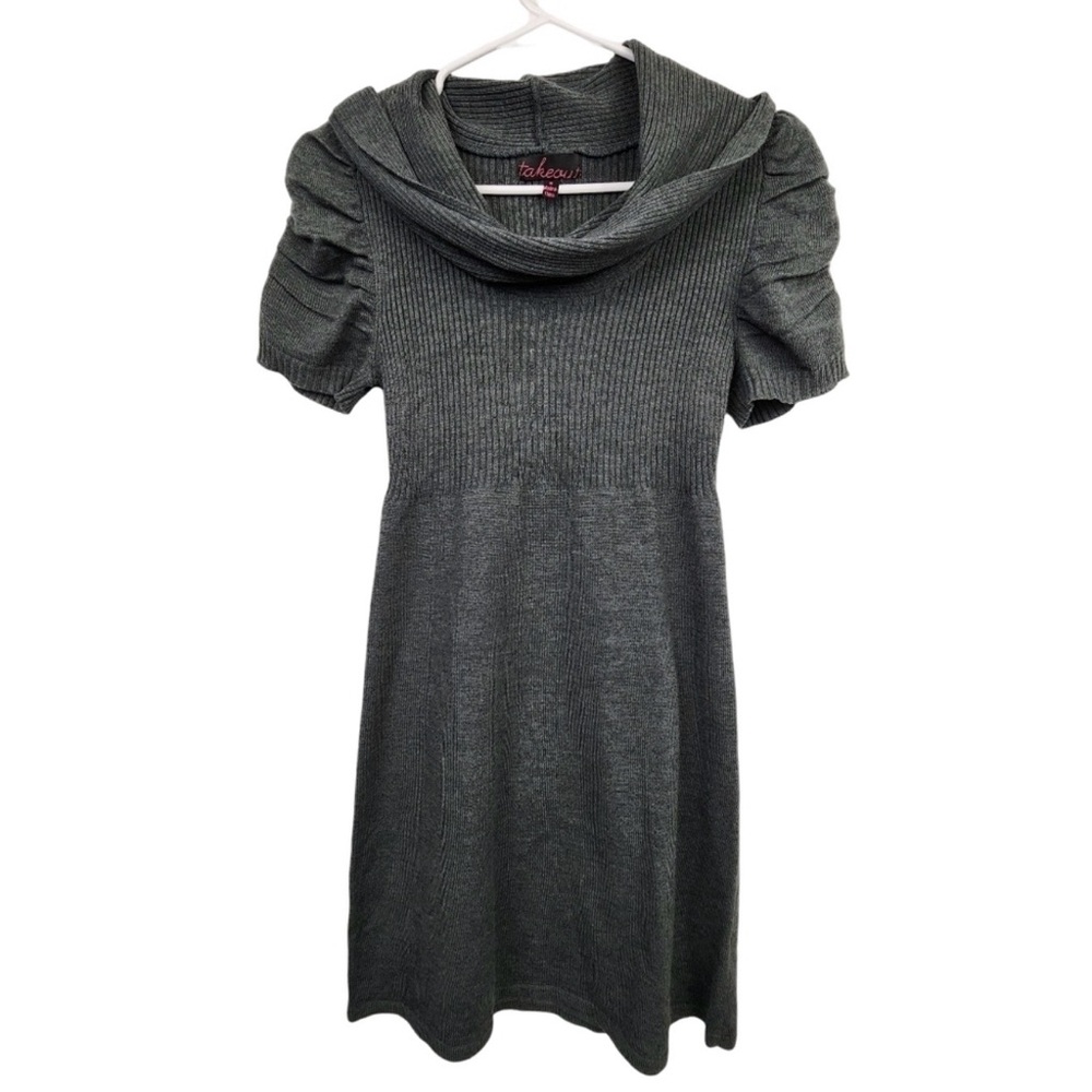Takeout Gray Ribbed Sweater Dress